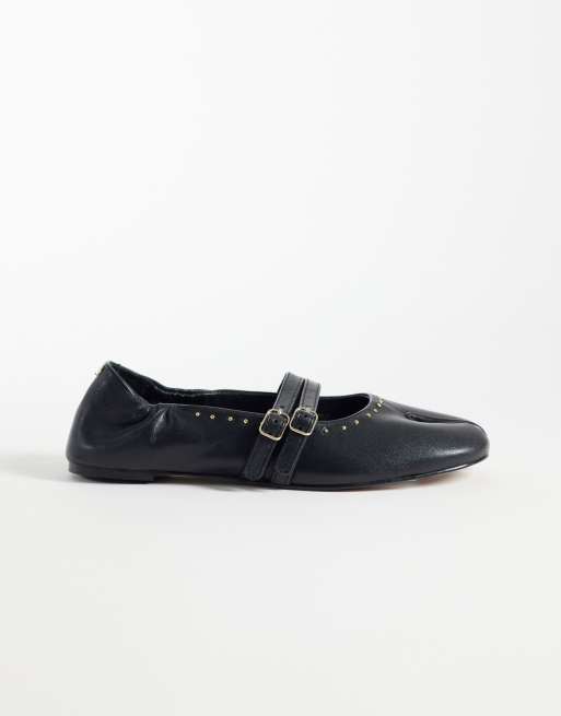 Bronx Semm-ie ballerine in pelle morbida nera, 2 di 4