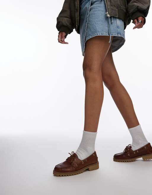 Bronx Sie nna boat shoes in coffee bean vintage leather