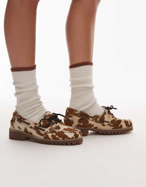 Bronx Sie-nna boat shoes in cow print leather - view 1