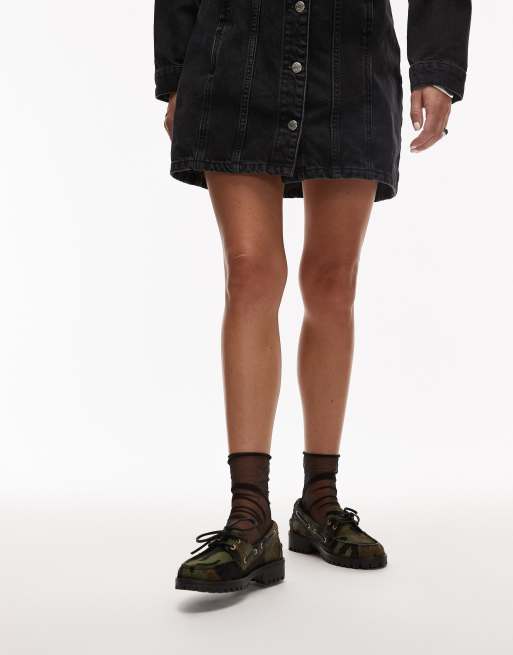 Bronx Sie-nna boat shoes in khaki camo pony hair leather, 3 of 4