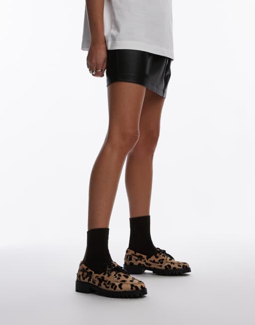 Bronx Sie nna boat shoes in leopard print hairy leather