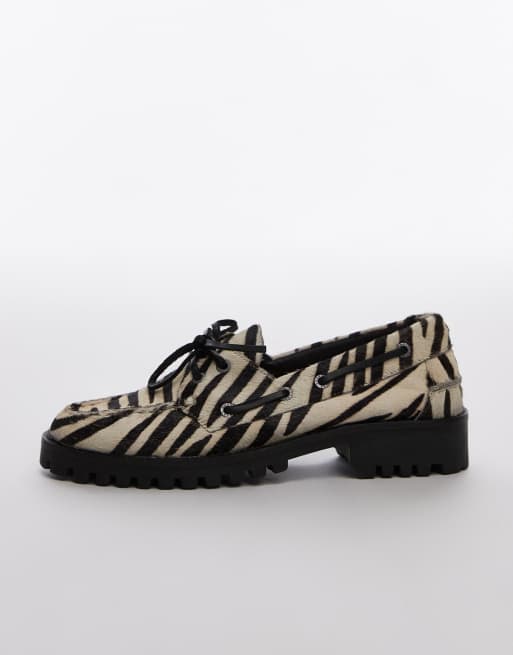 Bronx Sie-nna boat shoes in zebra print hairy leather, 2 of 4