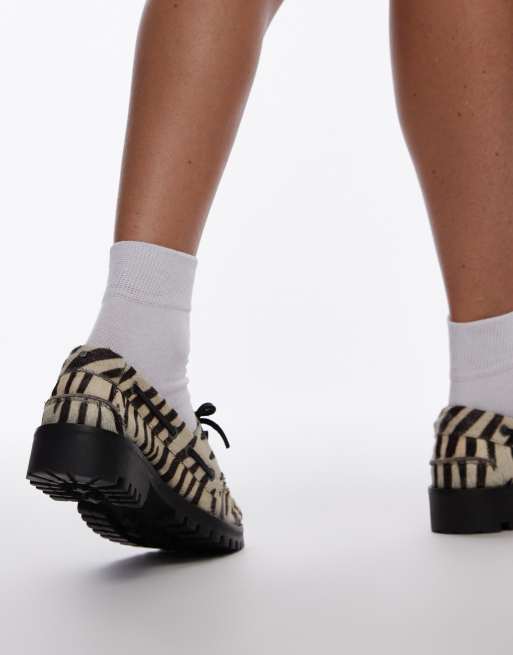 Bronx Sie-nna boat shoes in zebra print hairy leather, 3 of 4