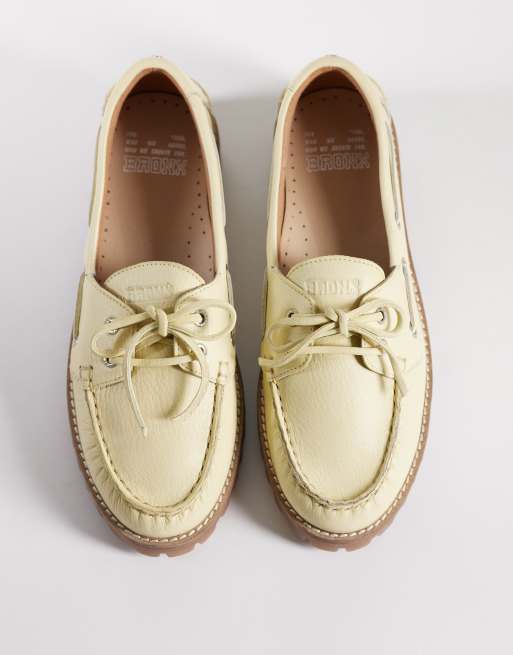 Bronx Sie-nna chunky lace up boat shoes in leather butter yellow, 3 of 4