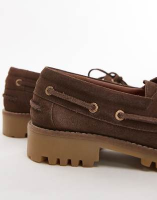 Bronx Sie-nna woven boat shoes in chocolate suede
