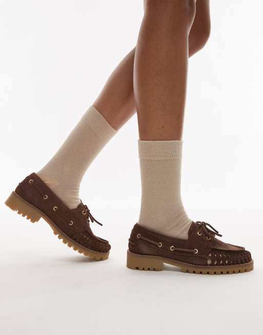 Bronx Sie-nna woven boat shoes in chocolate suede, 3 of 4