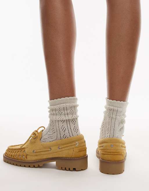 Bronx Sie-nna woven boat shoes in yellow suede, 2 of 4