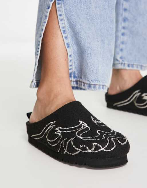 Bronx sin tio felt western mules in black ASOS