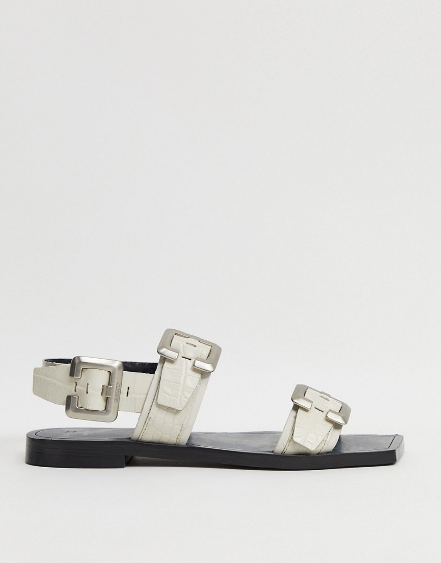 BRONX sling back sandals in off white leather