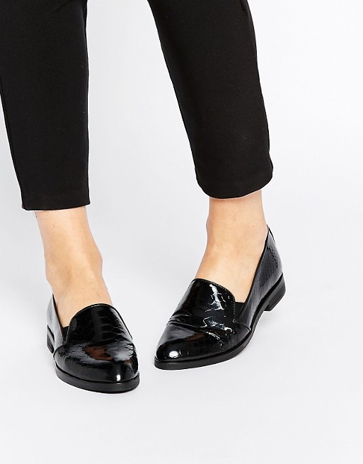 Bronx Snake Effect Patent Leather Slip On Shoes