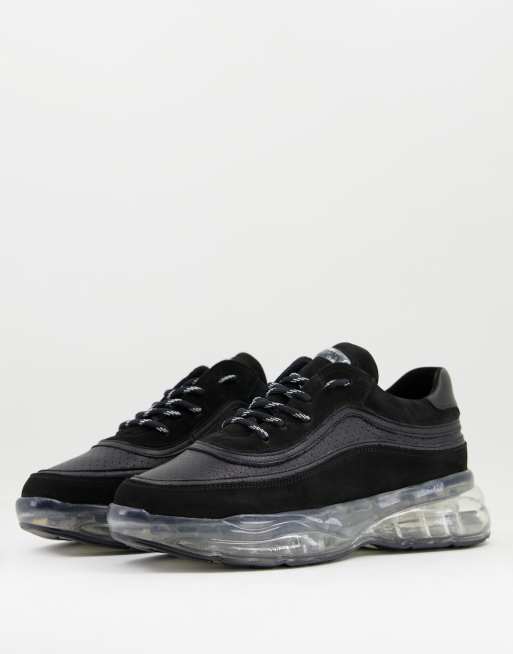 Bronx - Sneakers con suola spessa trasparente, colore nero