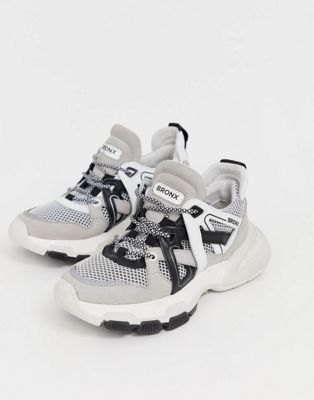 Bronx - Sneakers met dikke zool in zwart en grijs-Multi