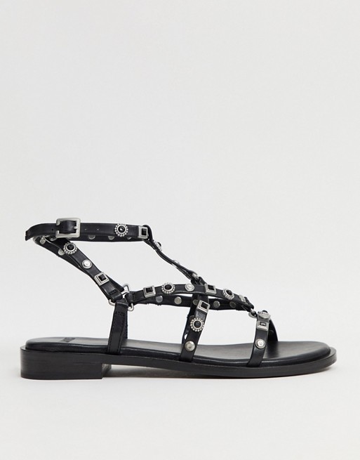 BRONX strappy sandals in black leather