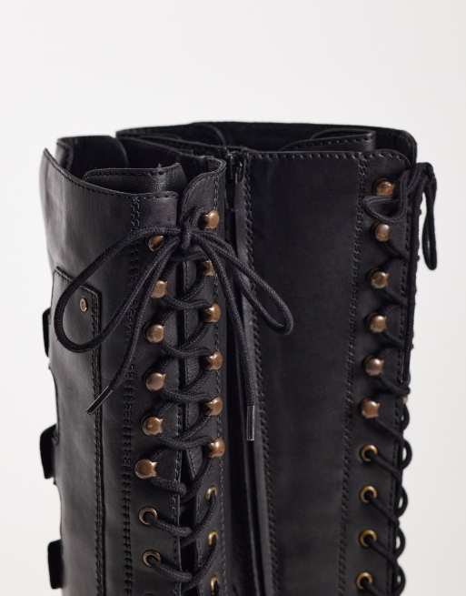 Bronx Strick-er bottes montantes à lacets en cuir noir, 3 de 4