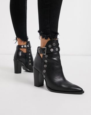Bronx studded heeled ankle boots in black | ASOS