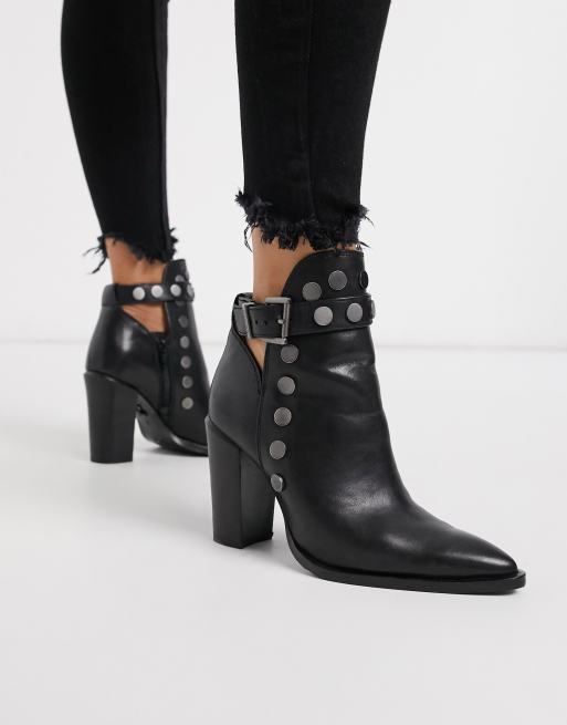 Bronx studded heeled ankle boots in black ASOS