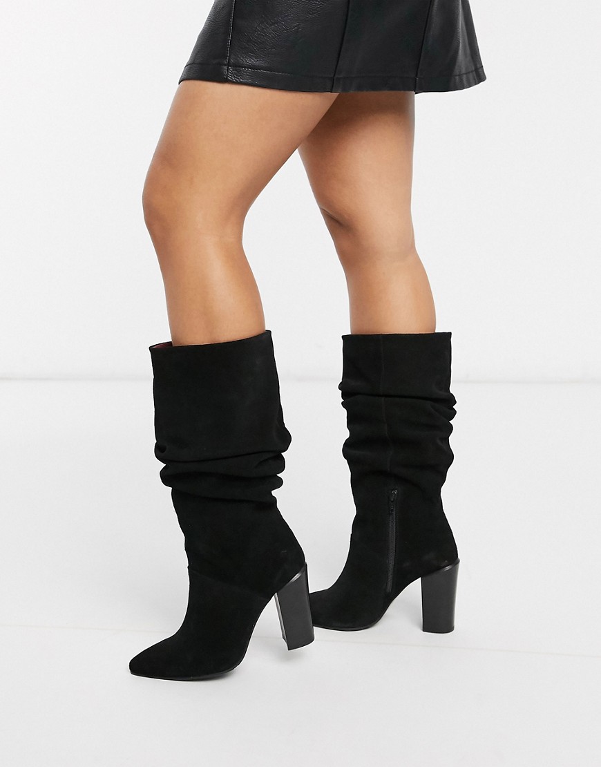 Bronx suede slouch knee boots-Black