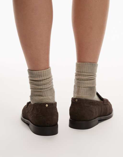 Bronx Tran-sitt loafers in chocolate suede croc, 4 of 4