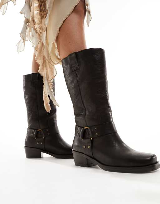 Bronx - Trig-ger - Stivali stile western marrone scuro con dettagli in metallo