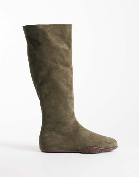 Bronx Tyl-aa round toe knee boots in khaki suede - view 1