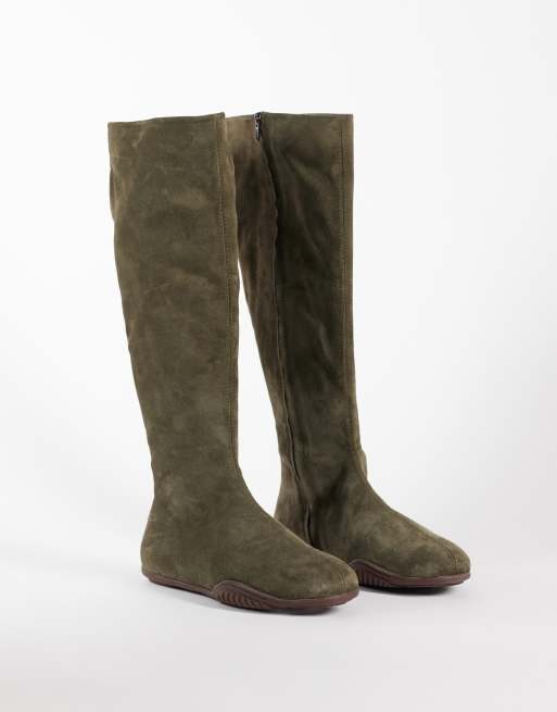 Bronx Tyl-aa round toe knee boots in khaki suede, 2 of 4