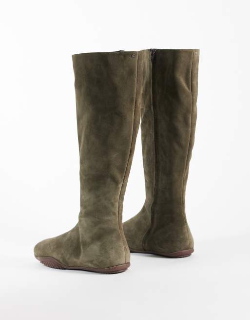 Bronx Tyl-aa round toe knee boots in khaki suede, 3 of 4