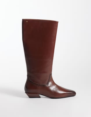Bronx Vienn-a Square Toe Knee Boots In Brown