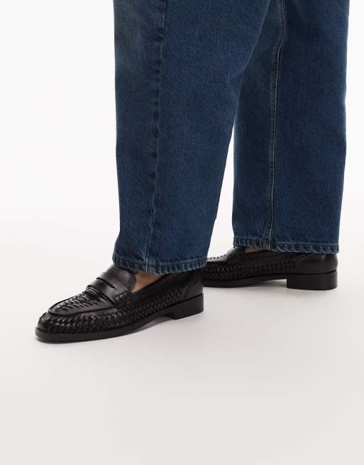 Bronx - Zur-ii - Leren loafers met geweven detail in zwart, 3 van 4