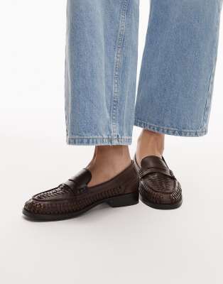 Bronx - Zur-ii - Loafer aus Leder in Schokobraun mit Flechtdetail-Brown