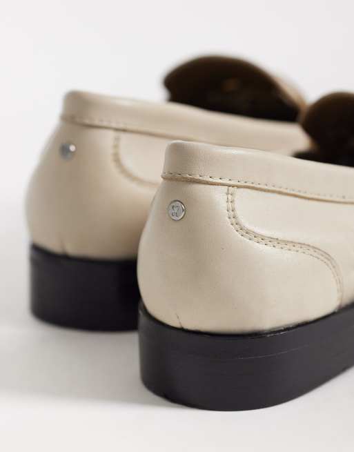 Bronx Zur-ii woven detail loafers in leather off white, 4 of 4