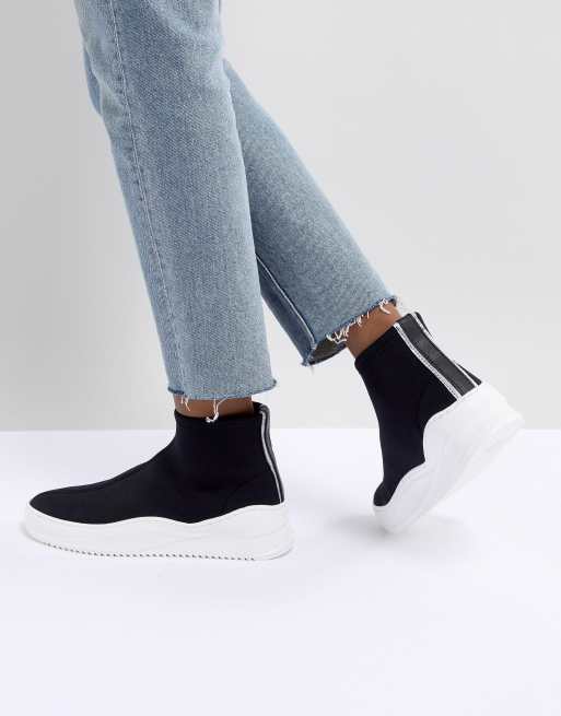 Bronx Zwarte sok sneakers met dikke zool ASOS