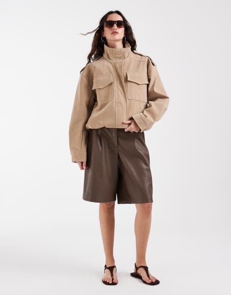 Bronze Snake Alegra funnel neck jacket in taupe - view 1