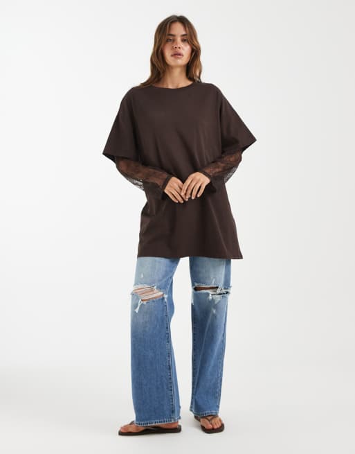 Bronze Snake - Amanda - T-shirt à manches en dentelle - Chocolat foncé, 2 de 4