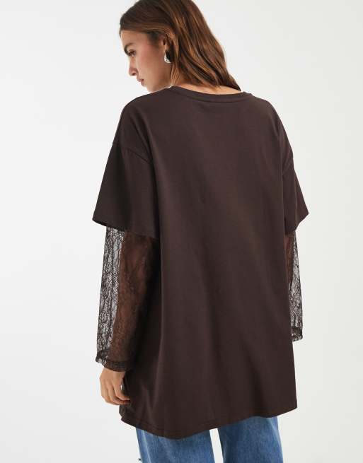 Bronze Snake - Amanda - T-shirt à manches en dentelle - Chocolat foncé, 4 de 4