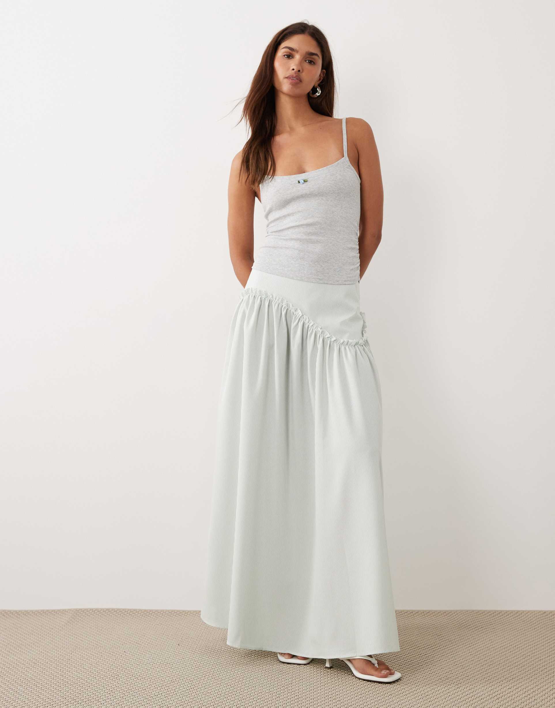 bronze snake ari maxi skirt in sage