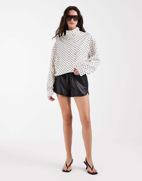 Bronze Snake Arlo high neck windbreaker in white polka dot - view 1