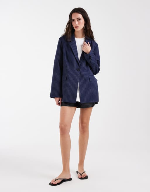 Bronze Snake - Brooks - Blazer in marineblauw met krijtstreep, 2 van 4