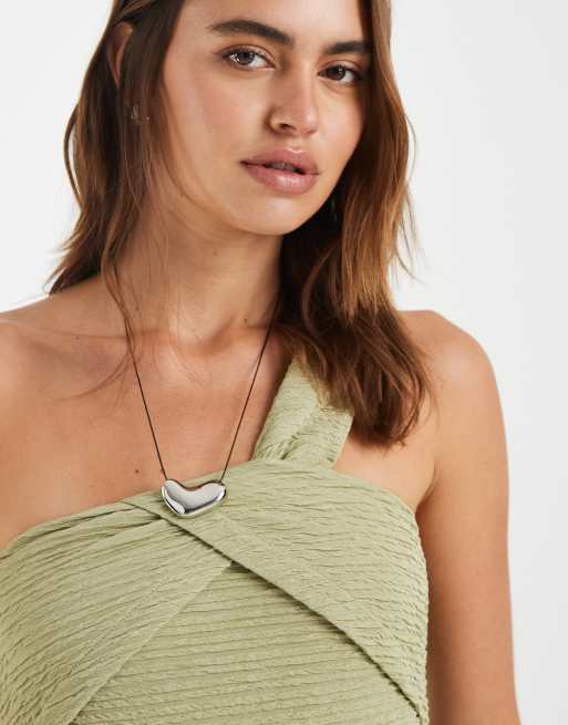 Bronze – Snake Chantal – Body na jedno ramię w kolorze matcha, 3 z 4