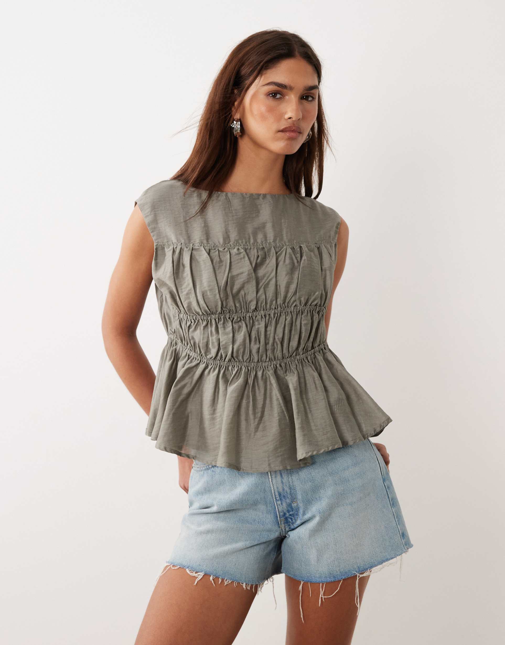 bronze snake cierra top in pebble