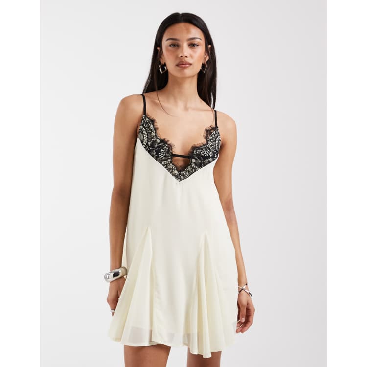 beige dress black lace Crepe and lace corset maxi dress  Color: Beige/Black  RASARIO Online Boutique 46 (FR) / Beige/Black