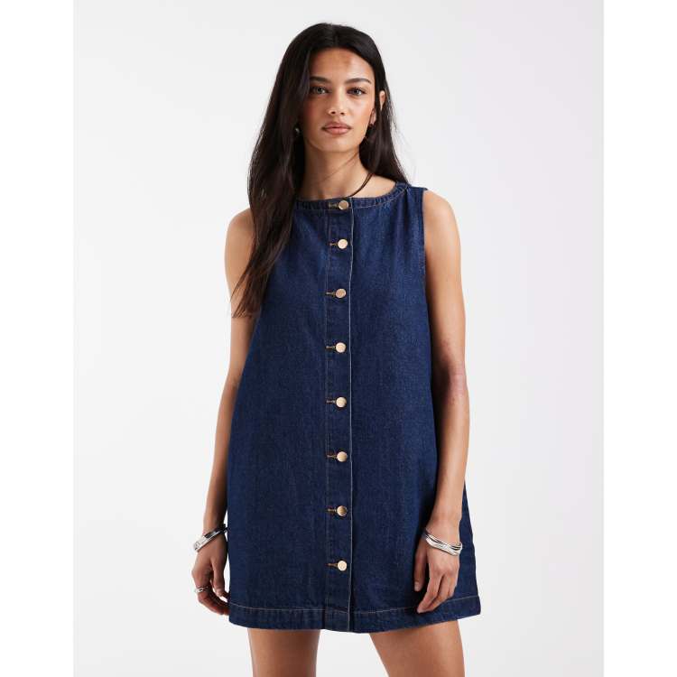 Bronze Snake Jaymes denim smock dress in indigo-Blue