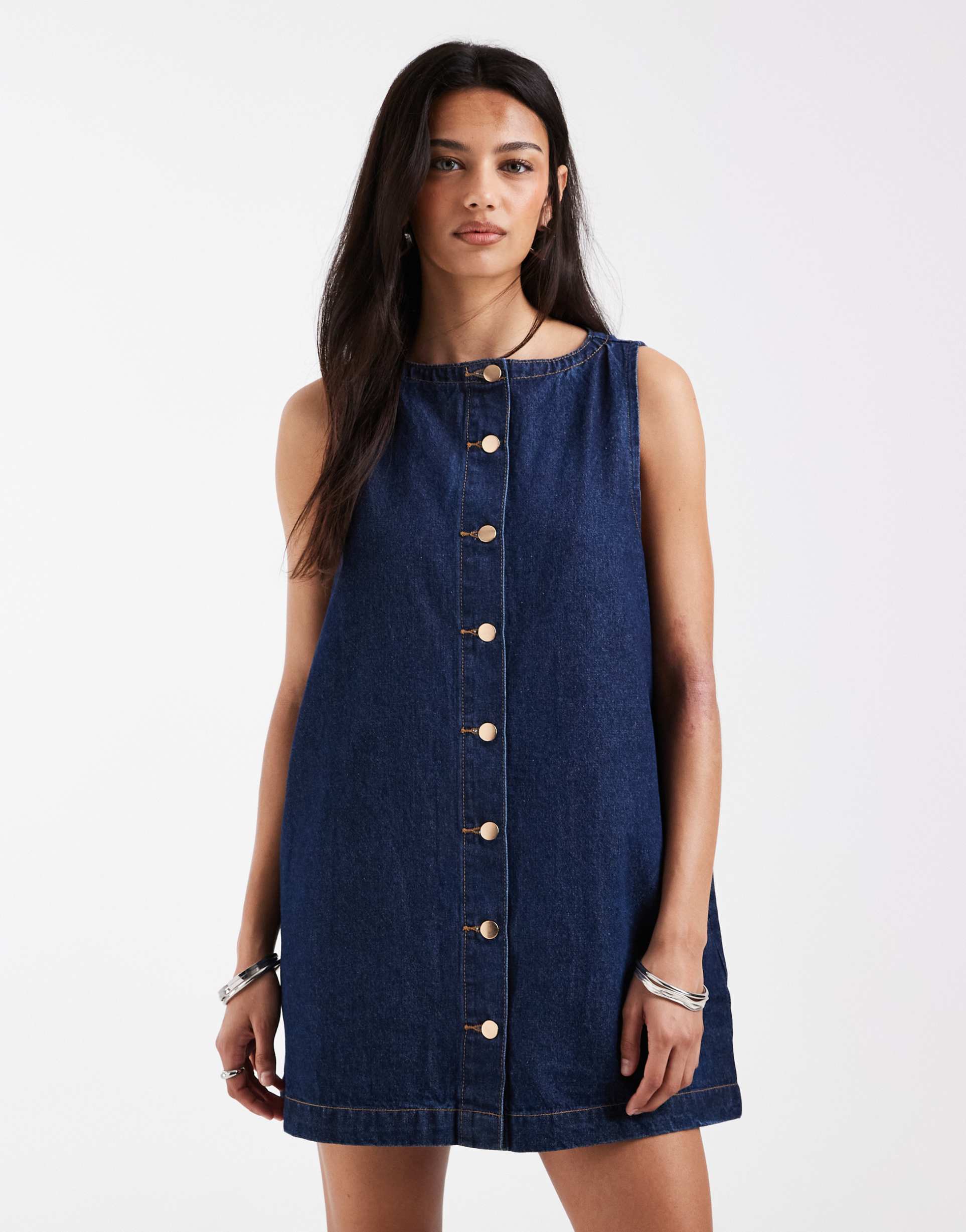 bronze snake jaymes denim smock dress in indigo