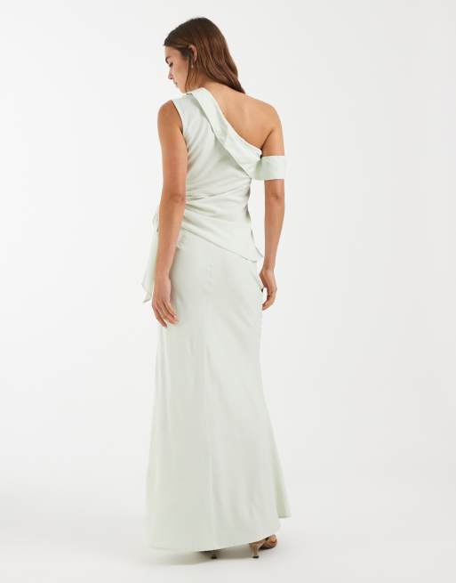 Bronze Snake Kallie off shoulder top and skirt set in matcha green, 4 of 4