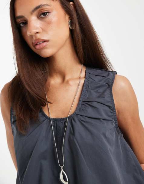 Bronze Snake Kyla scoop neck smock top in grey - view 1
