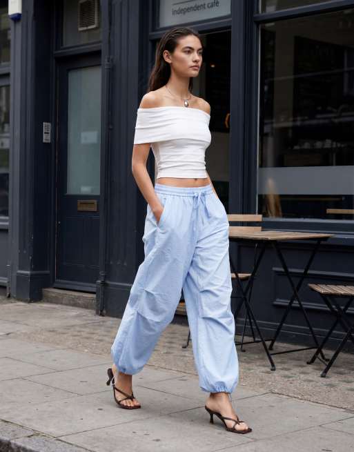 BRONZE SNAKE Lavinia pinstriped pants in blue | ASOS