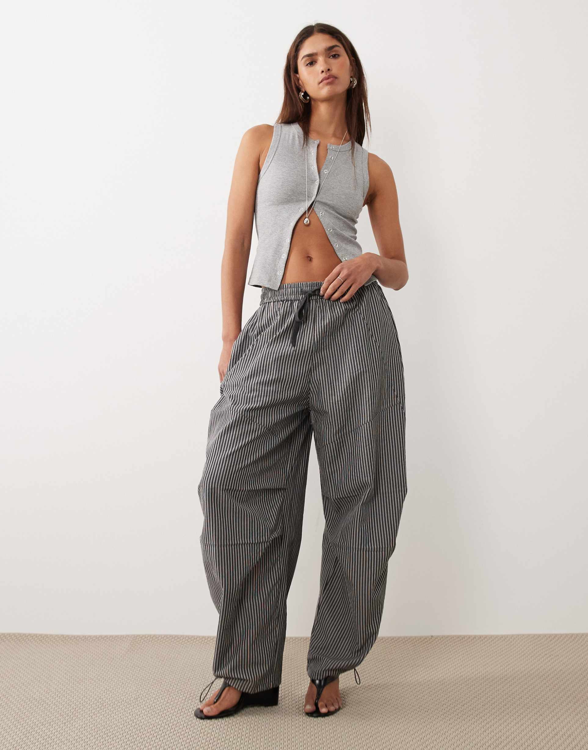 bronze snake lavinia pinstriped pants in gray
