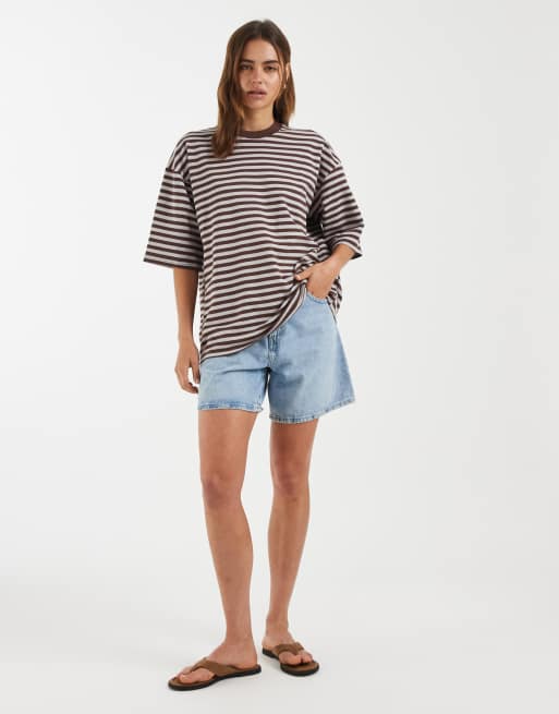 Bronze snake Lesley stripe crew tee in chocolate, 2 of 4