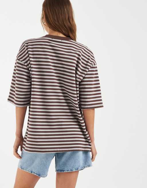 Bronze Snake - Lesley - T-shirt ras de cou à rayures - Chocolat, 4 de 4
