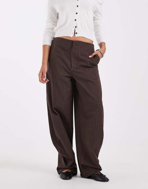 Bronze Snake low rise balloon leg pant in brown pinstripe - view 1