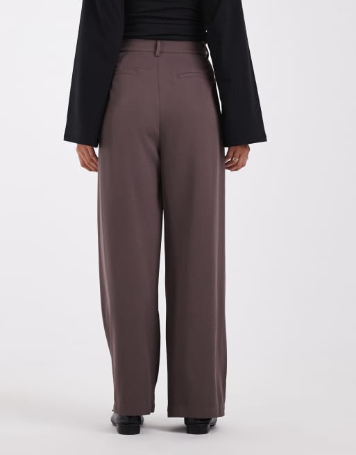 Bronze Snake low rise tailored pants with button waist in chocolate, 5 of 5
